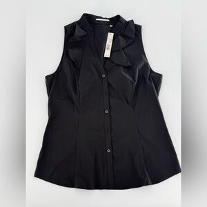 T Tahari NWTS Sleeveless Button Up Ruffle Blouse M
